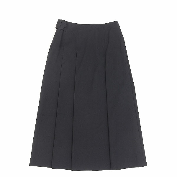 【FA644】美品 国内正規品◆BURBERRY LONDON バーバリー ロンドン ストレッチ サイドベルト プリーツ ラップ スカート 黒 ブラック 38_画像2