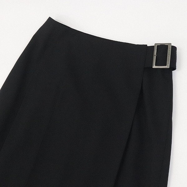 【FA644】美品 国内正規品◆BURBERRY LONDON バーバリー ロンドン ストレッチ サイドベルト プリーツ ラップ スカート 黒 ブラック 38_画像3