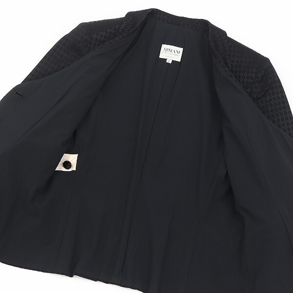 【FA638】国内正規品◆ARMANI COLLEZIONI アルマーニ コレッツォーニ ストレッチ 総柄 3釦 ジャケット 黒 ブラック 40_画像3