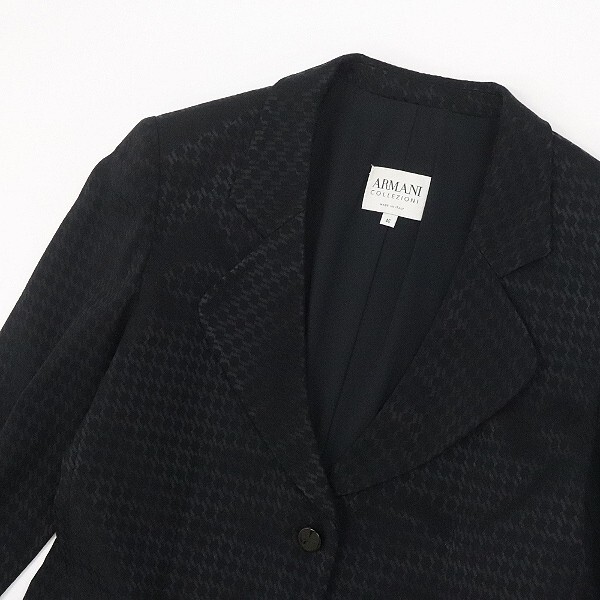 【FA638】国内正規品◆ARMANI COLLEZIONI アルマーニ コレッツォーニ ストレッチ 総柄 3釦 ジャケット 黒 ブラック 40_画像4