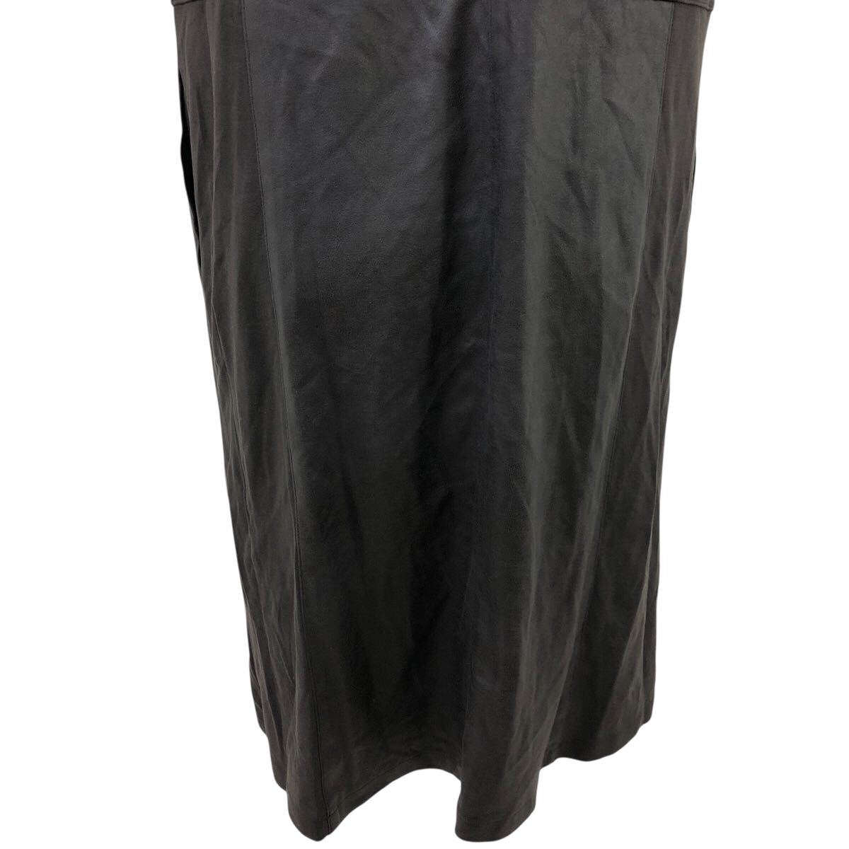 8m646-59 Leilian レリアン エコレザー 切り替え ジップアップ ワンピース ワンピ Vネック ノースリーブ ブラック 黒 レディース 9_画像7