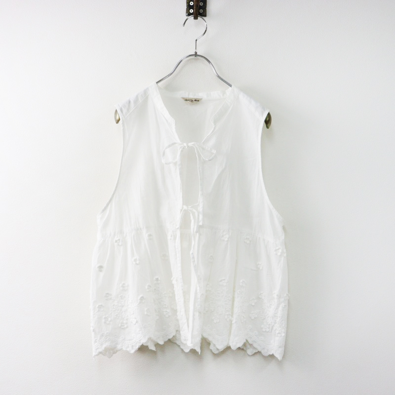 サマンサモスモス Samansa Mos2 SM2 刺繍リボンベスト F/オフホワイト ジレ ビスチェ 羽織り ノースリーブ トップス【2400014558548】_画像1