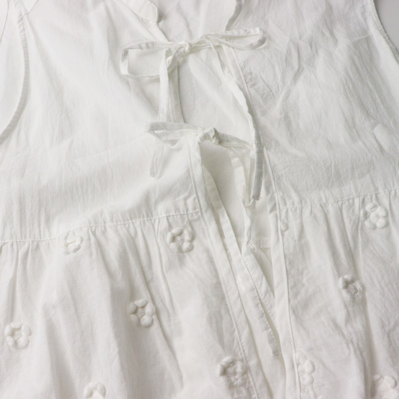 サマンサモスモス Samansa Mos2 SM2 刺繍リボンベスト F/オフホワイト ジレ ビスチェ 羽織り ノースリーブ トップス【2400014558548】_画像6