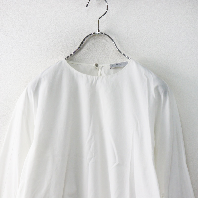 ストラスブルゴ STRASBURGO 袖ラッフルフリル プルオーバーブラウス 40 ホワイト┃白 トップス カットソー シャツ【2400014567700】_画像3