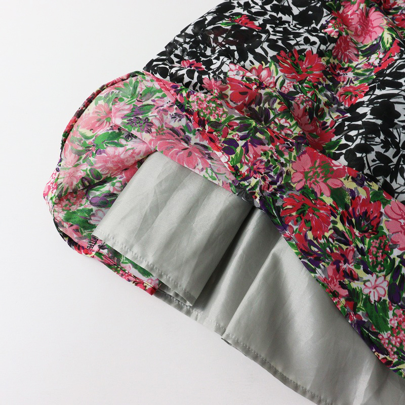 美品 トッカ TOCCA フラワープリント ショートスリーブワンピース 6 ピンク┃花柄ドレス 水墨画 シフォン素材【2400014587319】_画像7