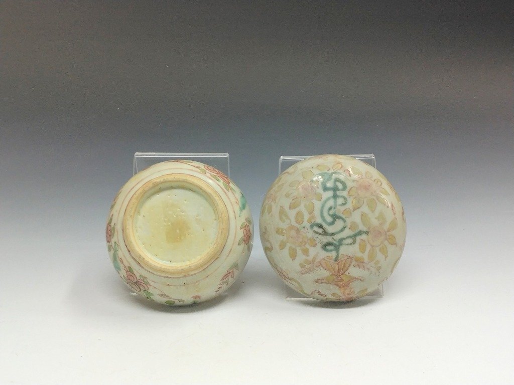 「東洋 骨董」 古陶 宋胡緑 合子(香合) 名品 希少作 ◇◇宋胡録|スンコロク( タイ, 15C頃 ) 色絵 香煙顕寿文 合子
