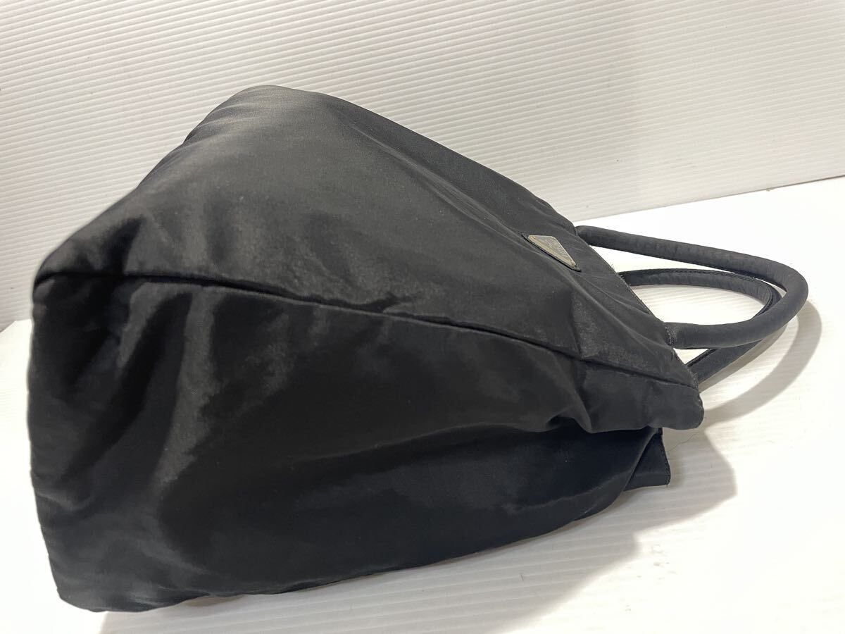 未使用に近い■PRADA プラダ 三角プレート ナイロン テスート ハンドトート ブラック