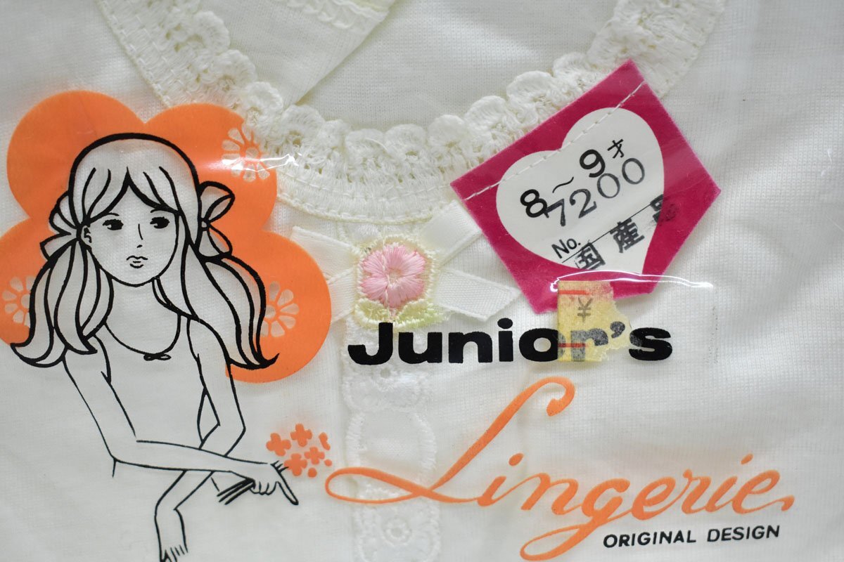 未使用 未開封 国産 女児用 レース 肌着 8～9才用 130～140サイズ相当 [ジュニア用][下着][肌着][昭和レトロ][当時物]_画像3
