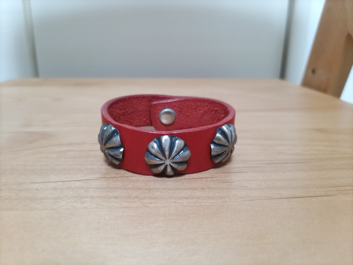 Button Works/3 Concho Bracelet/コンチョ/ボタンワークス/赤/ブレスレット/スタンダードカリフォルニア/レザー/バングル_画像4