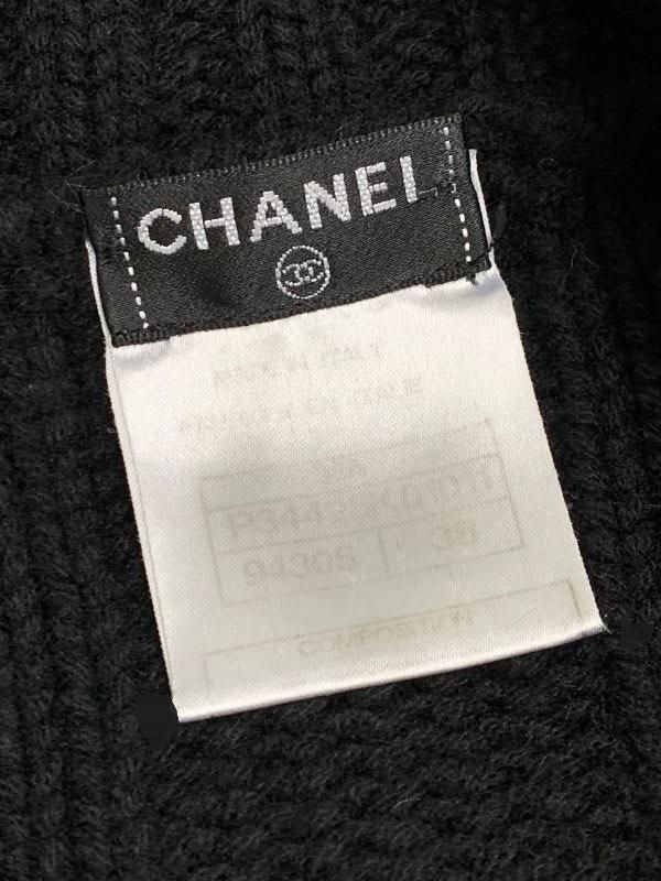 シャネル　CHANEL　黒　ニット　ワンピース　獅子　ココマーク　チュニック　レア　正規(guī)品　08A 38サイズ