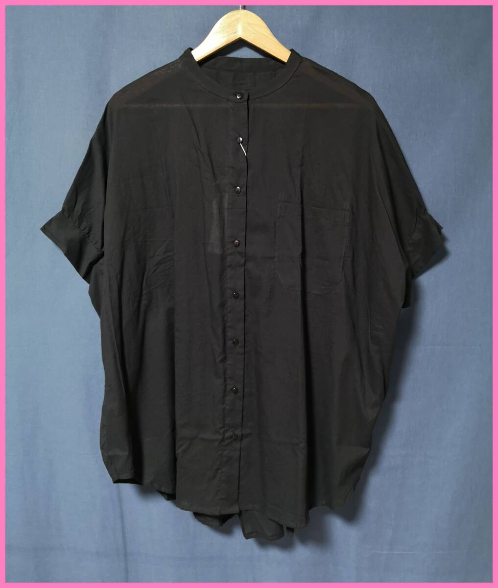 ＢＬＳ‐５００☆夏☆サンプル品☆送料込み☆即決☆ナチュラル系☆薄手のインド綿☆Ｍ～Ｌサイズ☆ブラウス☆黒☆ギャザー☆透け感有り☆