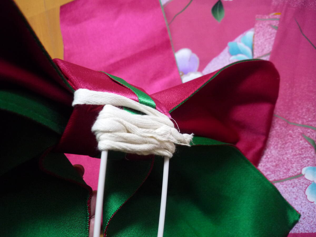 ４点セット：浴衣　造り帯　下駄（銀座　ぜん屋）丸型かごポシェト_画像3