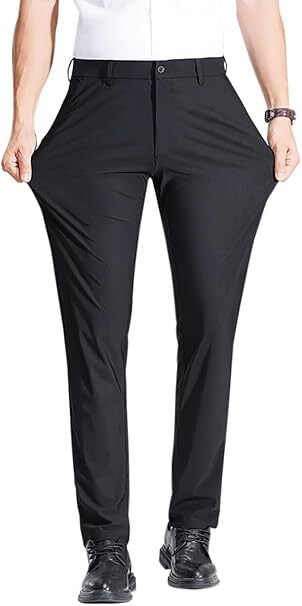  メンズ スラックス スーツパンツ 接触冷感 ストレッチ ビジネス パンツ 34_画像1