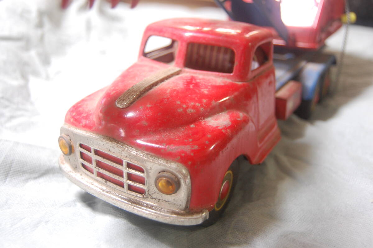 1956年 昭和31年 ブリキ クレーン車&木製トラック おもちゃ レトロ Yahoo!オークション - ブリキ クレーン車 おもちゃ 1956年製