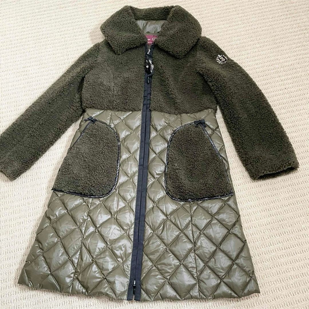 【美品】サイズ40 スーパービューティー ボア切替ダウンコート カーキ_画像5