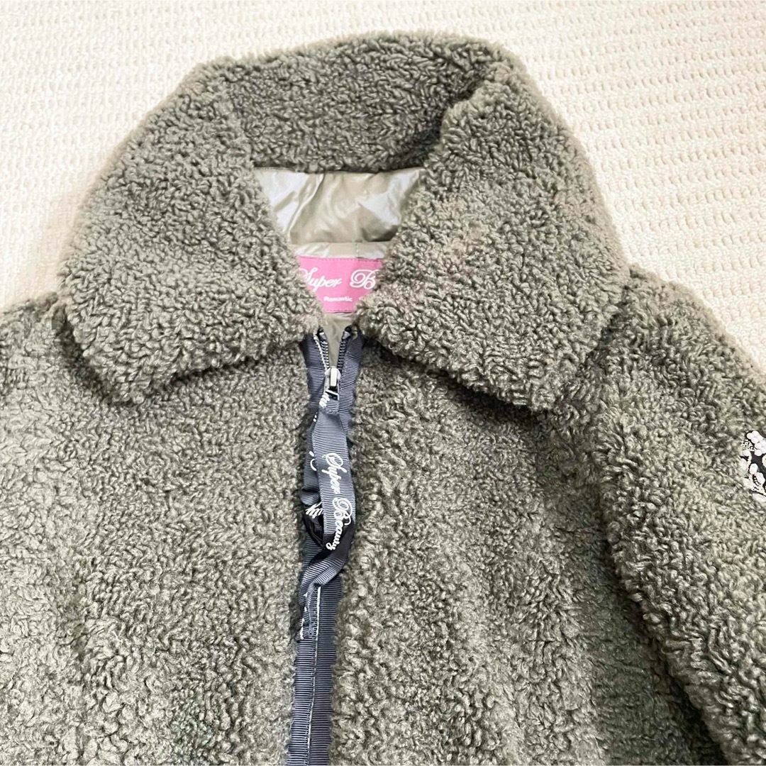 【美品】サイズ40 スーパービューティー ボア切替ダウンコート カーキ_画像6