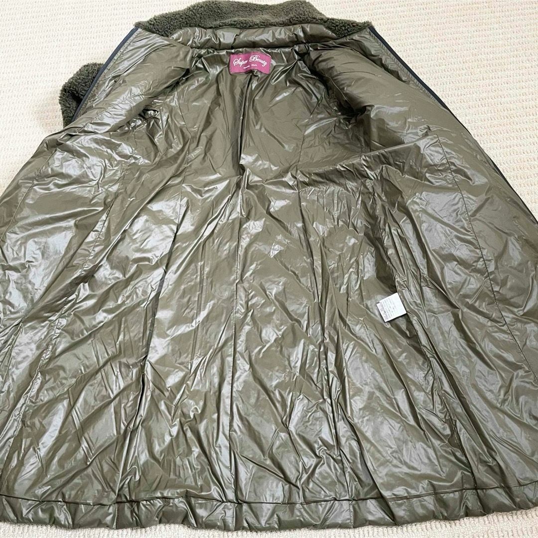 【美品】サイズ40 スーパービューティー ボア切替ダウンコート カーキ_画像8