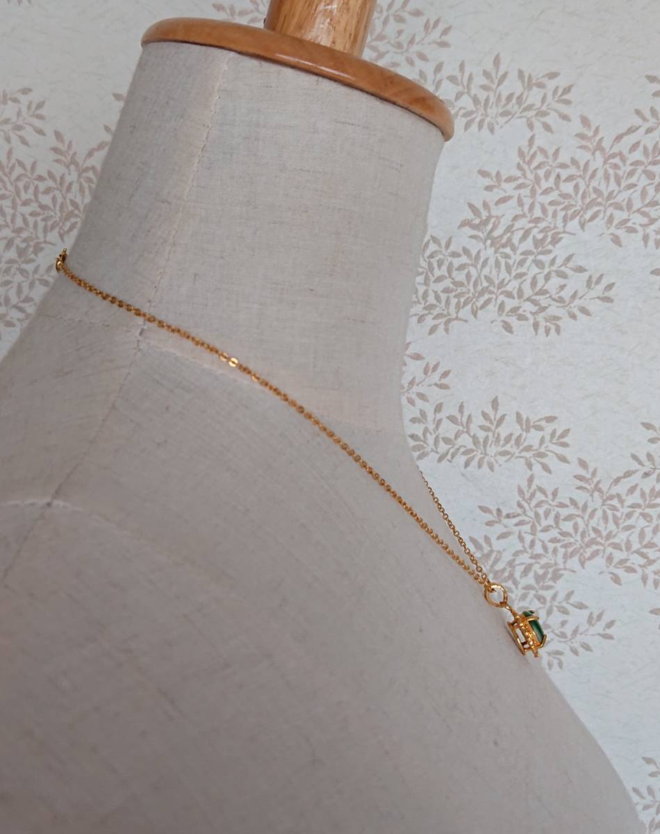 Vintage ネックレス necklace ヴィンテージ アクセサリー 古着 ペンダント ジュエリー accessory アクセ 石 ストーン チェーン 緑 ゴールド_画像5