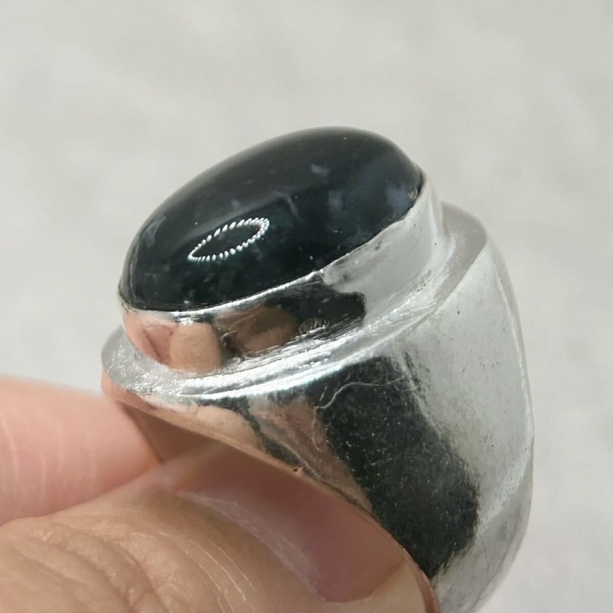 天然石★19号★艶々モスアゲートのシルバーボリュームリング★レディースメンズ指輪シルバー925刻印エスニックアジアン雑貨新品宝石Y-RSHOP_画像2
