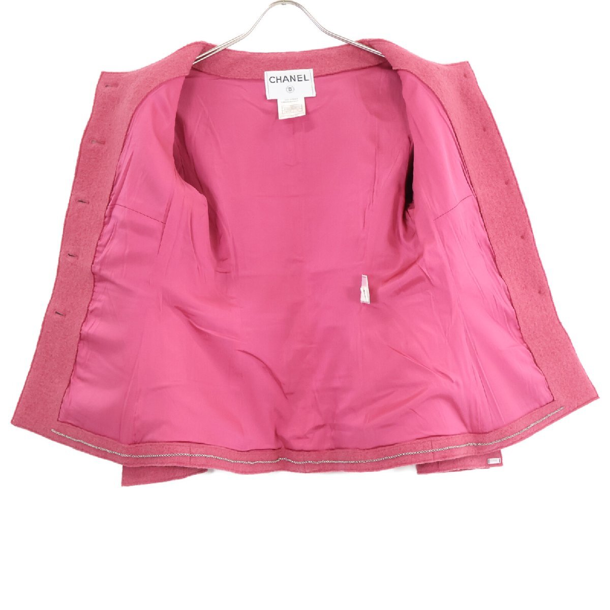 国内正規/ CHANEL シャネル P14213V08014 99A ウール ノーカラー ジャケット 36 ピンク レディース_画像5