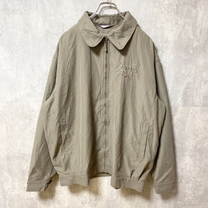 古着 used　長袖スイングトップ　ブルゾン　ジップアップジャケット　ワンポイントロゴ刺繍　アウター　秋冬服　Mサイズ_画像1