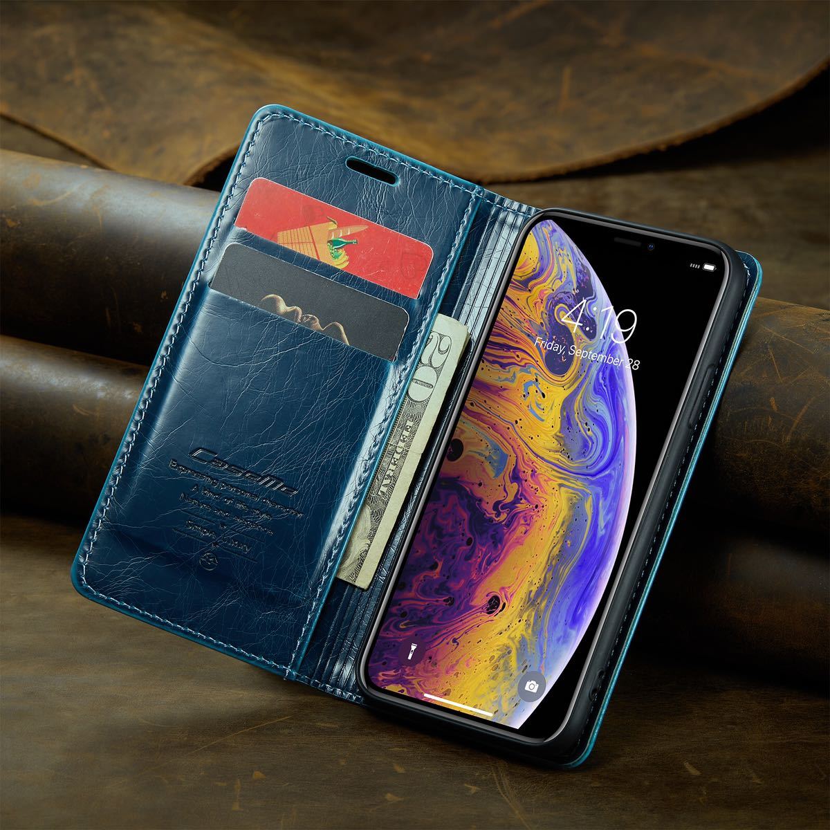 iphone XS レザーケース アイフォン x ケース iphone x/xs 手帳型 カード収納_画像4