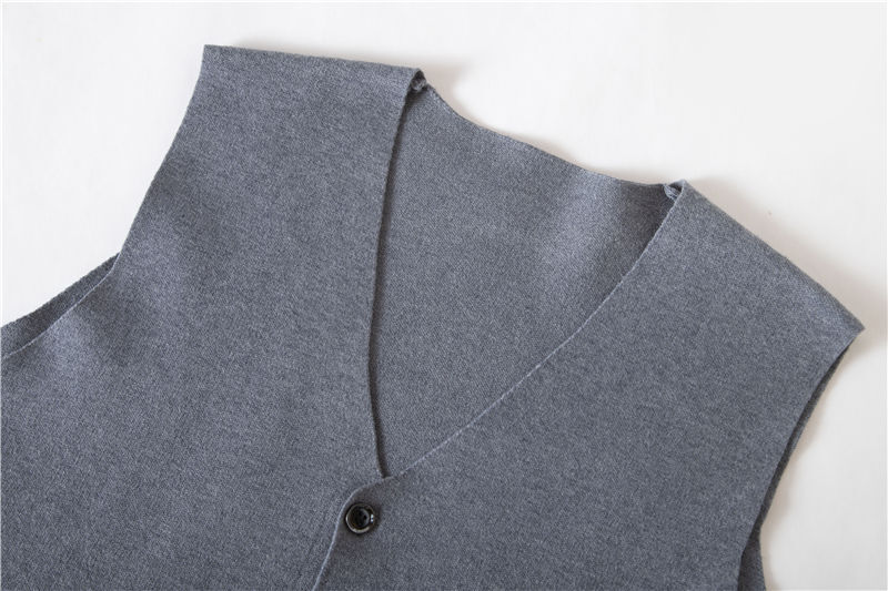 P823-M 新品DCKMANY 前開き ニットベスト メンズ ウール混 ニットセーター Vネック 無地 ビジネス カジュアル オフィス 厚手 防寒 秋冬/灰_画像3