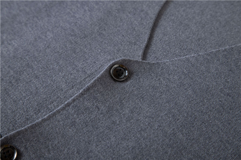 P823-M 新品DCKMANY 前開き ニットベスト メンズ ウール混 ニットセーター Vネック 無地 ビジネス カジュアル オフィス 厚手 防寒 秋冬/灰_画像4