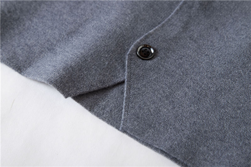 P823-M 新品DCKMANY 前開き ニットベスト メンズ ウール混 ニットセーター Vネック 無地 ビジネス カジュアル オフィス 厚手 防寒 秋冬/灰_画像6