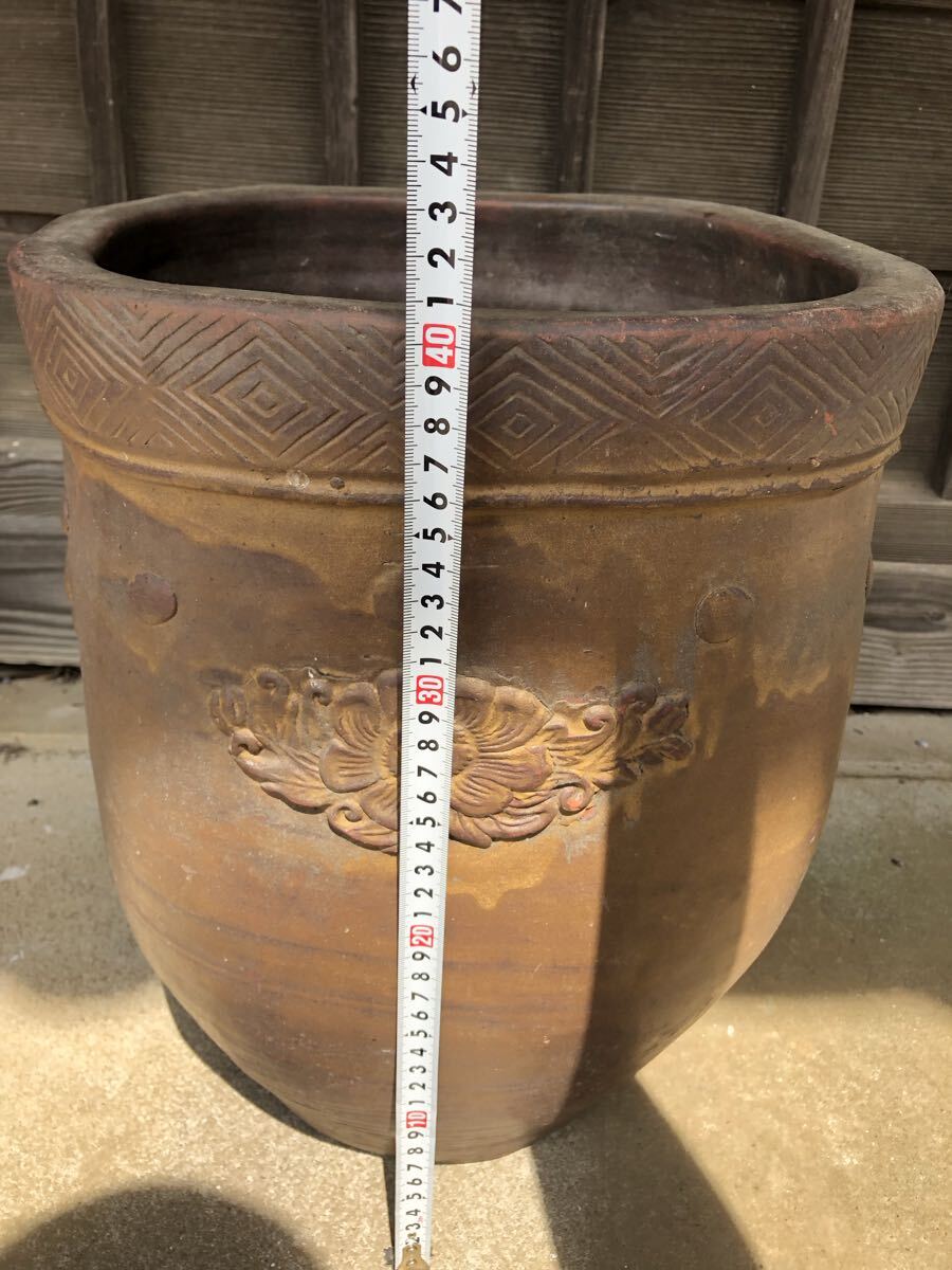 ◆水鉢 睡蓮鉢 素焼き 壺 大甕 甕 水瓶 メダカ アンティーク_画像6