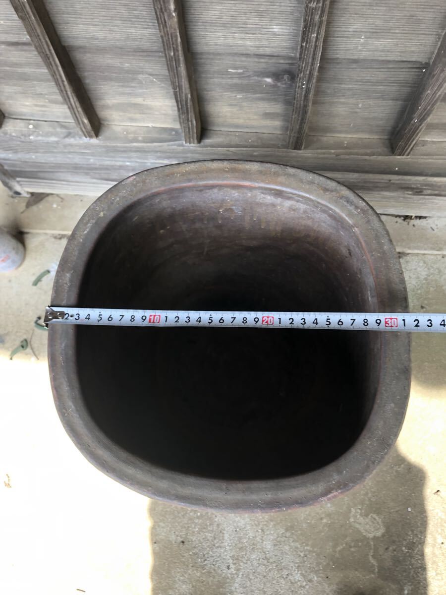 ◆水鉢 睡蓮鉢 素焼き 壺 大甕 甕 水瓶 メダカ アンティーク_画像7