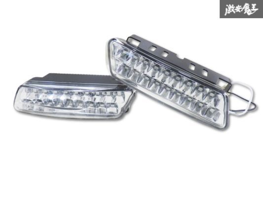 【新品/未使用/即発送】社外品 汎用 デイタイムランプ デイライト アンバー 左右 2個 全長 横 約10cm 縦 約2.5cm 即納 棚D9R_画像1