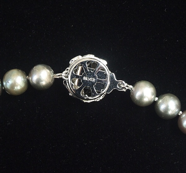 ◆ 在庫大処分！超得プライス！■ 服部セイコー ★ 一つは欲しい ” 黒真珠 ” ★ 7.5-7.9mm ◆ あこやパール ネックレス ◆ 冠婚葬祭 ◆_画像10