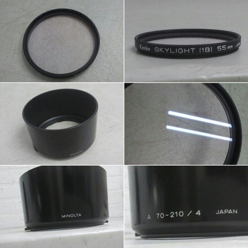 送料安 MINOLTA ミノルタ カメラ レンズ AF ZOOM 70-210㎜ 1:4(32) φ55㎜ フード ケース Kenko SKYLIGHT フィルター