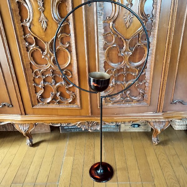 ヴィンテージ 変形花器 金属 漆 大型 花瓶 花器 和モダン デザイン フラワーベース H104.5cm 華道 いけばな 池坊 ビンテージ 古道具_画像10