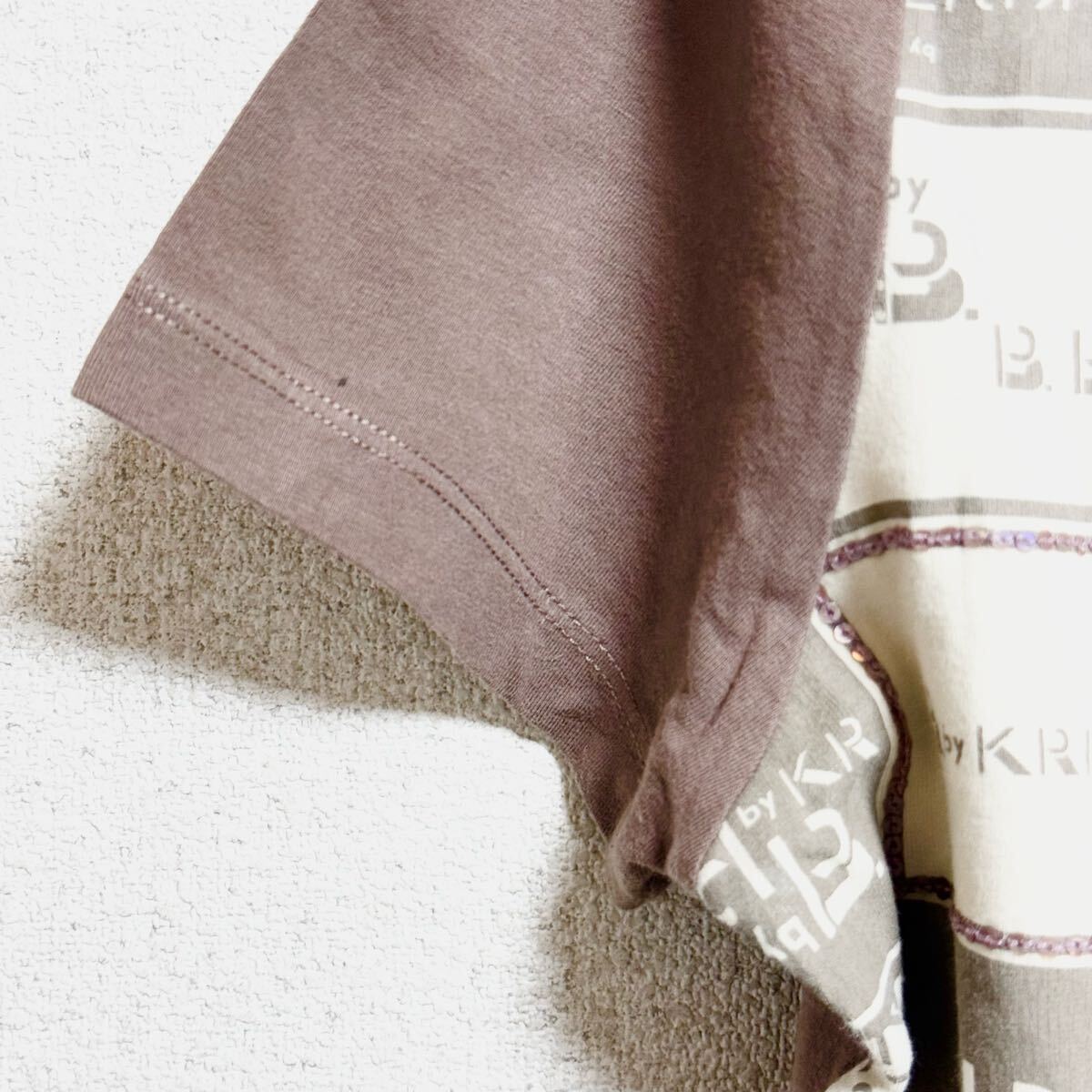 B. by KRIZIA ビーバイクリツィア 半袖Tシャツ カットソー プルオーバー ビジュー ブラウン系 レディース サイズ M相当 ＊71_画像6