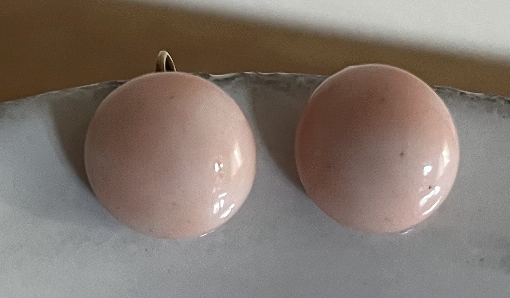 アンティーク エンジェルスキンコーラルグラス ピアス ガラス+9金製 ヨーロッパアンティーク ヴィンテージ ガラス製 コーラル 珊瑚 サンゴ_画像9