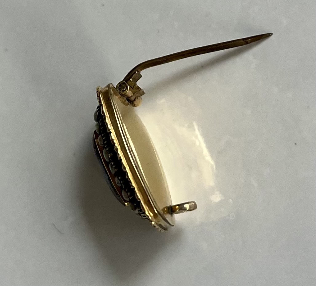 ジョージアン アンティーク フォイルグラス+シードパールブローチ アンティークジュエリー イギリス製 Georgian antique jewelry pin_画像9