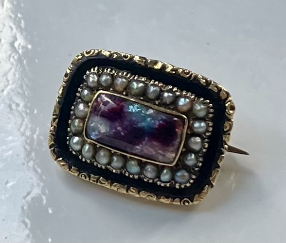 ジョージアン アンティーク フォイルグラス+シードパールブローチ アンティークジュエリー イギリス製 Georgian antique jewelry pin_画像4