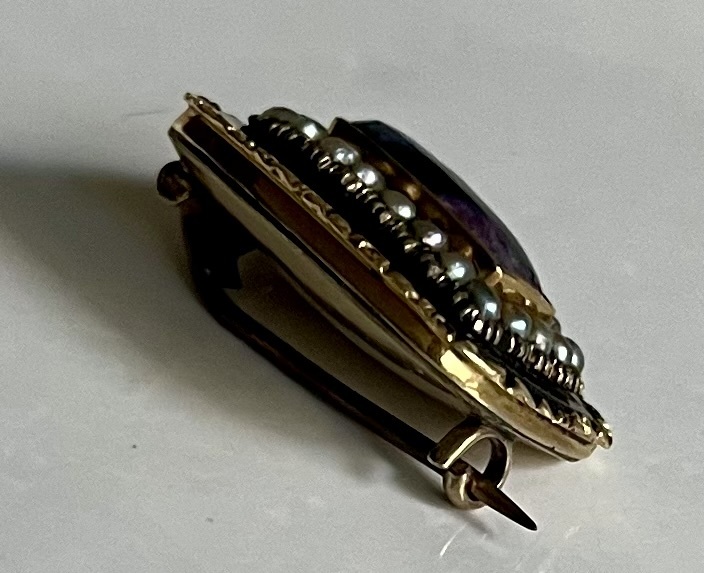 ジョージアン アンティーク フォイルグラス+シードパールブローチ アンティークジュエリー イギリス製 Georgian antique jewelry pin_画像5