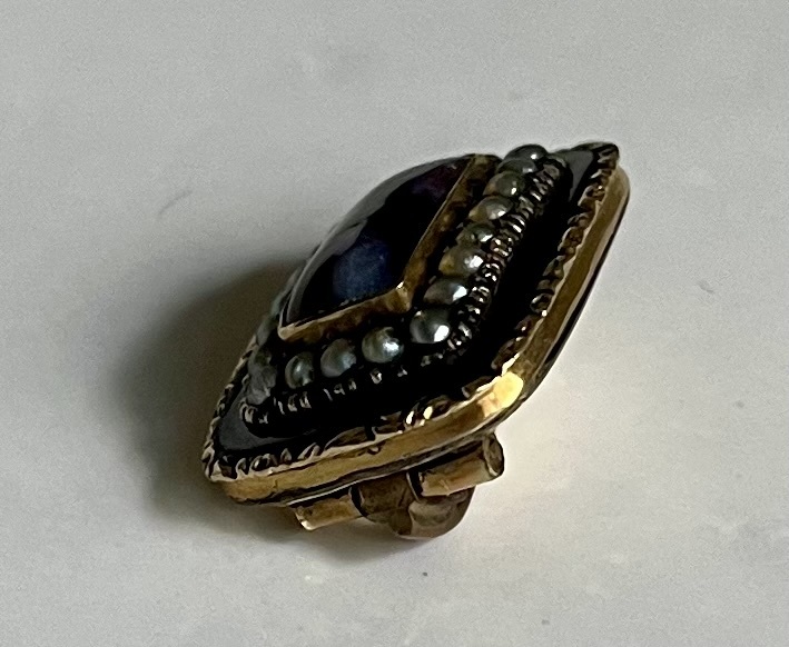 ジョージアン アンティーク フォイルグラス+シードパールブローチ アンティークジュエリー イギリス製 Georgian antique jewelry pin_画像6