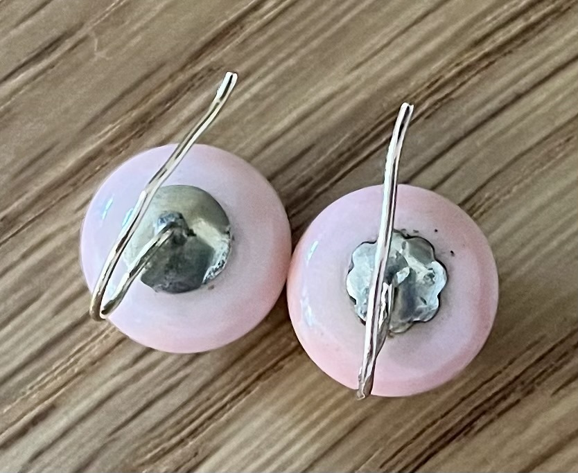 アンティーク エンジェルスキンコーラルグラス ピアス ガラス+9金製 ヨーロッパアンティーク ヴィンテージ ガラス製 コーラル 珊瑚 サンゴ_画像8