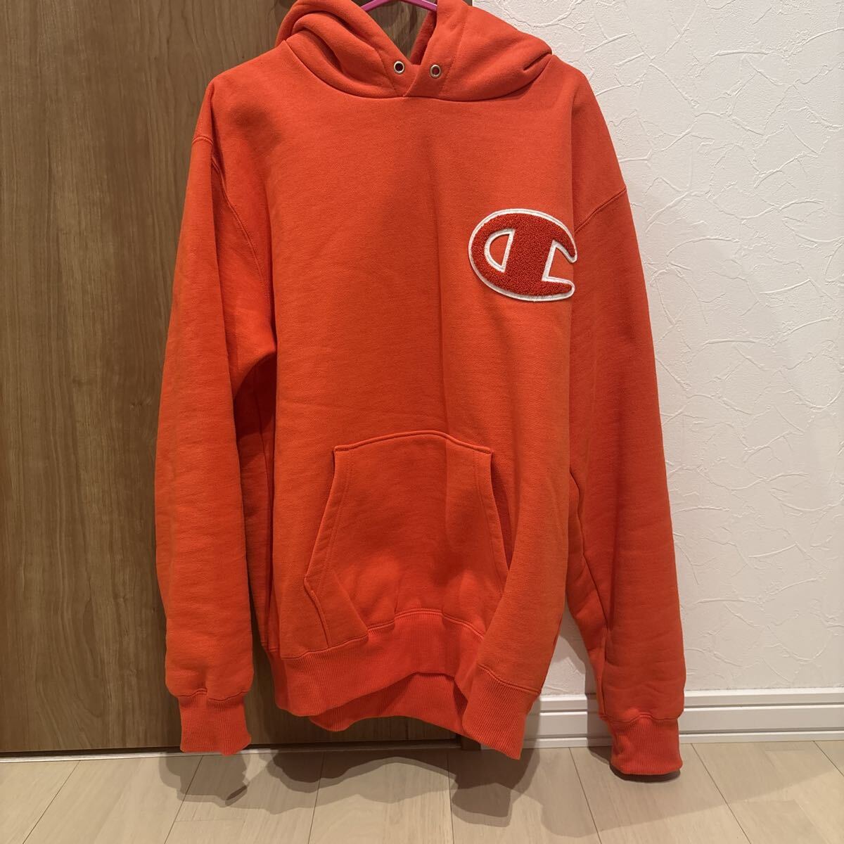 Champion プルオーバーパーカー パーカー　XL オレンジ 長袖　フード　古著 チャンピオン スウェット
