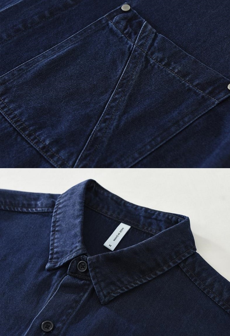 デニムシャツ　デニム長袖シャツ　新品★メンズ　シャツジャケット トップス　ウエスタンシャツ トレンド カジュアル【SS7672】ブルー　3XL_画像4