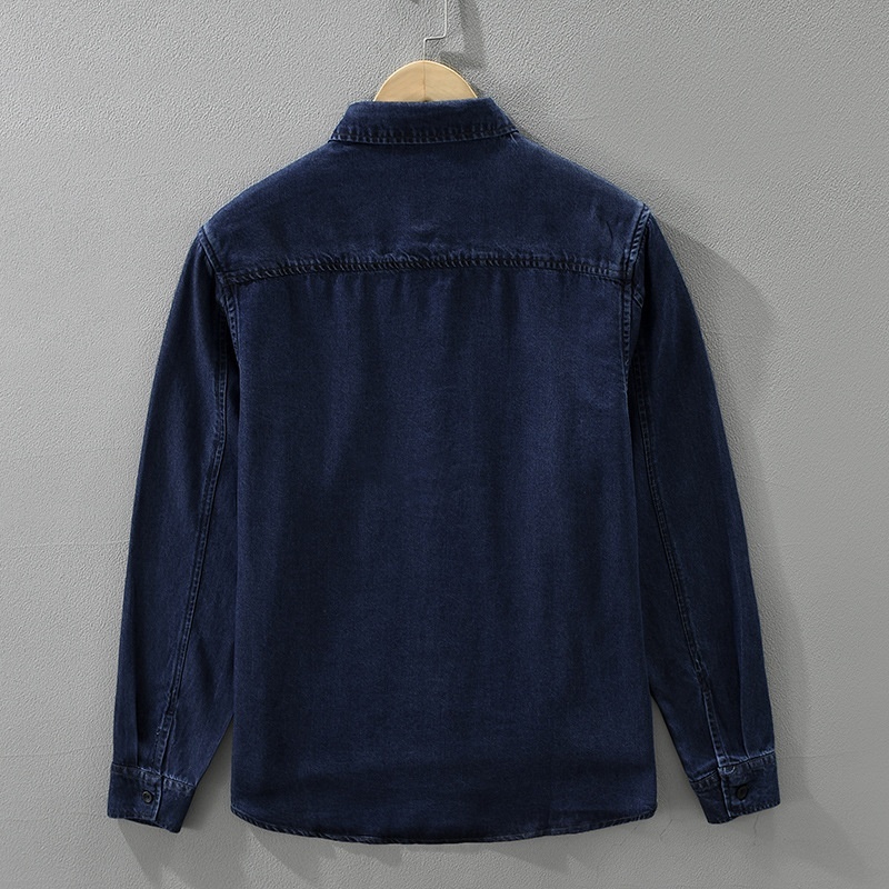 デニムシャツ　デニム長袖シャツ　新品★メンズ　シャツジャケット トップス　ウエスタンシャツ トレンド カジュアル【SS7672】ブルー　3XL_画像2