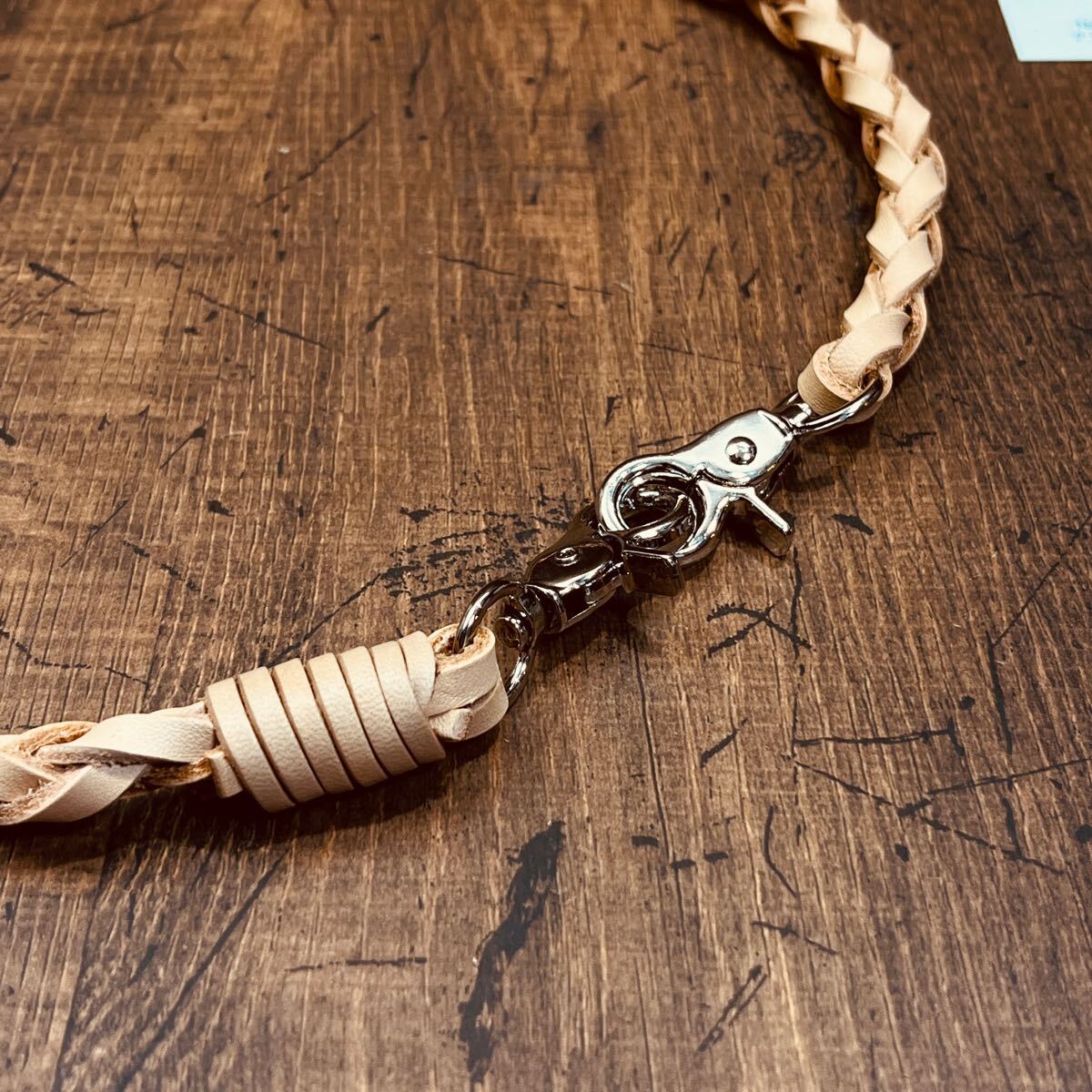 新品 ウォレットチェーン 本革 サドルレザー ウォレットロープ 手編み　バイカー　レザーウォレットロープ　長(zhǎng)財(cái)布　メンズ財(cái)布　送料無(wú)料