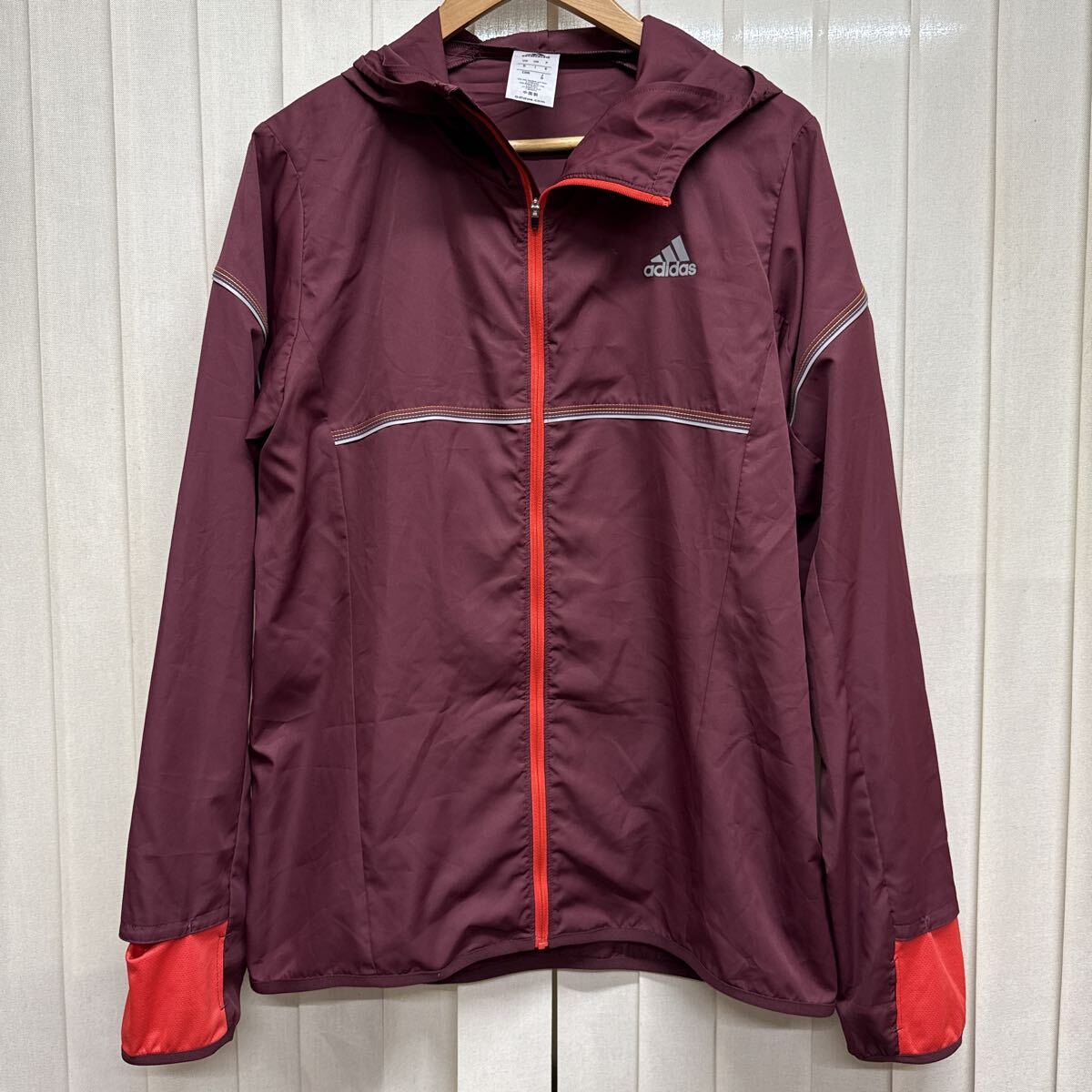 フーディージャケット adidas アディダス G78999 JD0019 ポリエステル 100% サイズO メンズ パーカー フルジップ 薄手 アウター_画像1