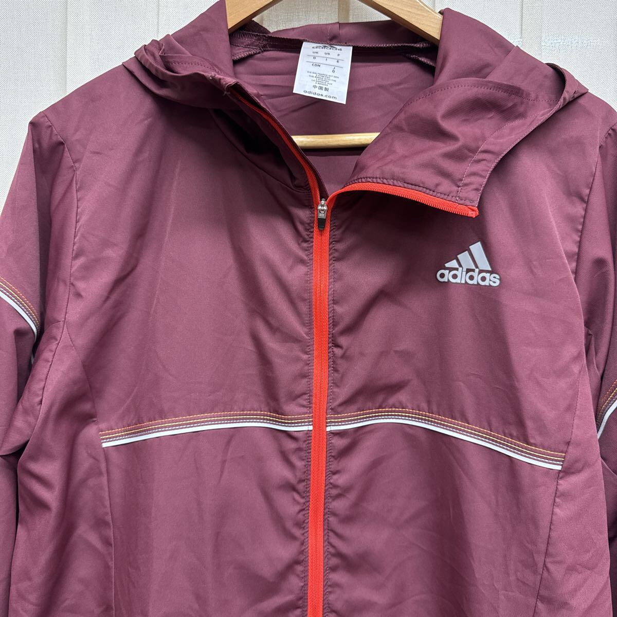 フーディージャケット adidas アディダス G78999 JD0019 ポリエステル 100% サイズO メンズ パーカー フルジップ 薄手 アウター_画像2