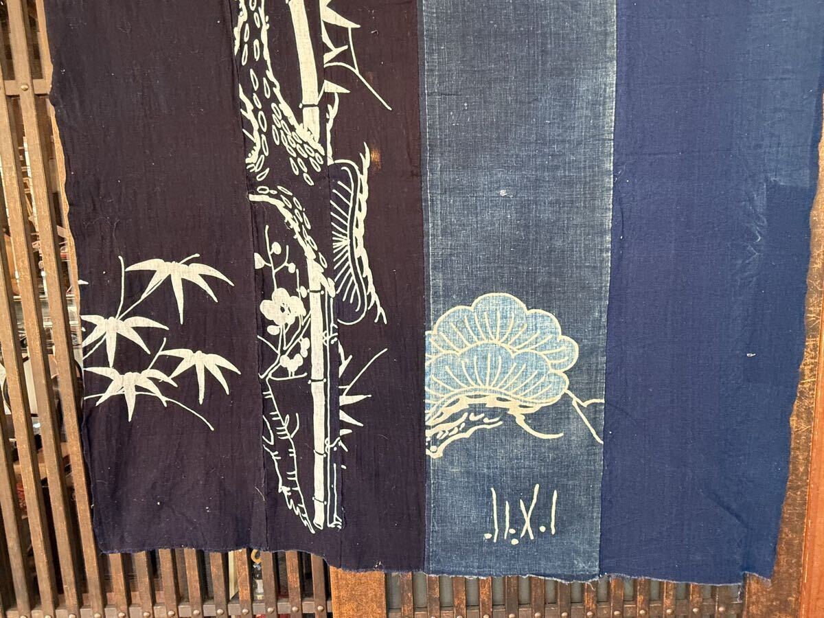継ぎ接ぎ　襤褸　薄手　古布　アンティーク　ファインアート　BORO　VISVIM 1874 ボロ 襤褸 藍染 木綿 古布 藍無地 縞 絣 筒描き 継ぎ接ぎ