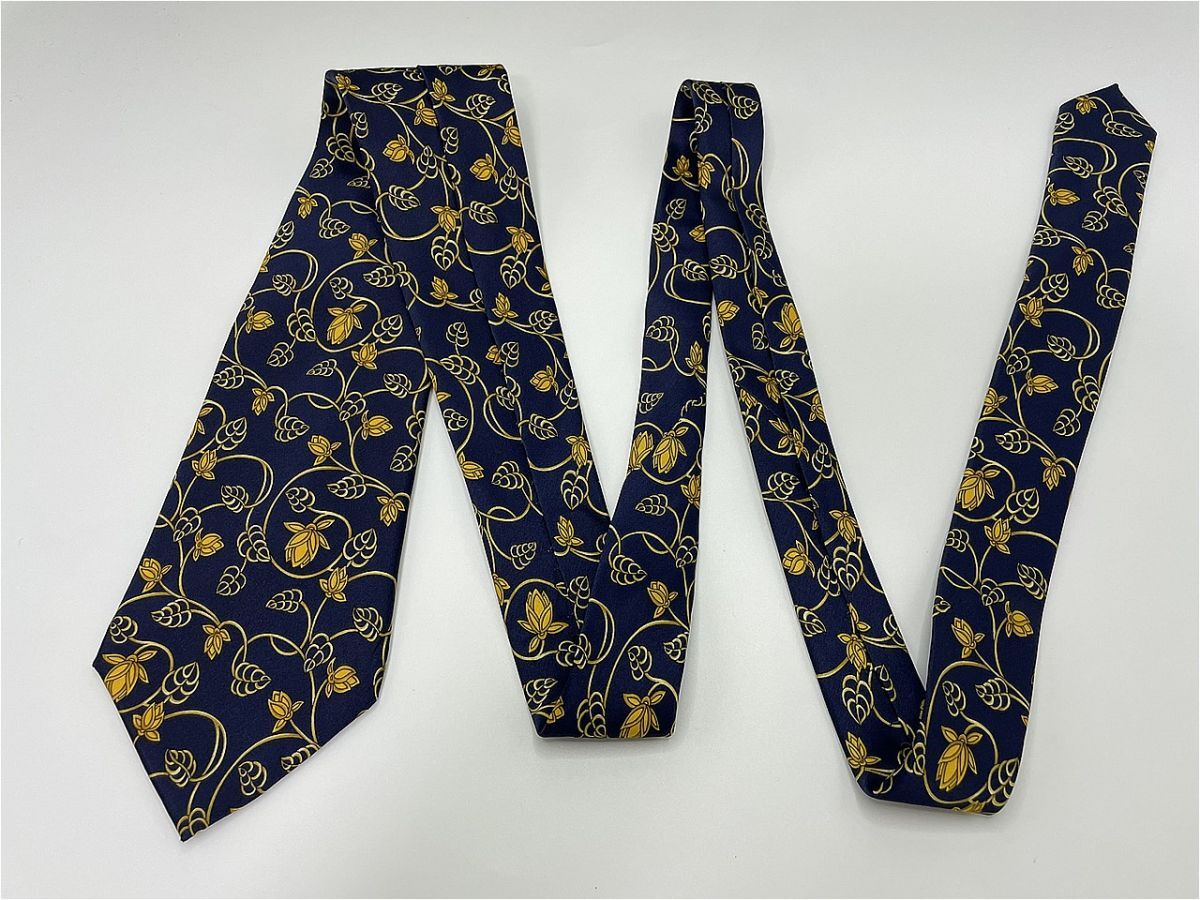 【美品】LANVIN　ランバン　花柄 ネクタイ 3本以上 送料無料 メンズ ネイビー　0804011_画像3